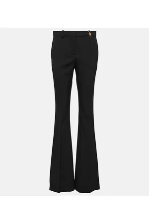 Buy AND Solid Polyester Flared Fit Womens Formal Pants  Shoppers Stop