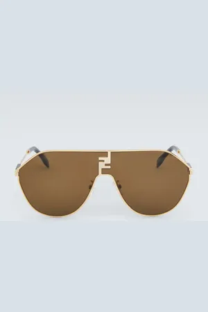 FENDI Aviator-Style Logo-Print Gold-Tone and Acetate Sunglasses for Men