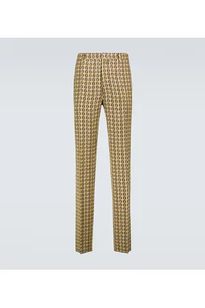 Houndstooth high-rise straight pants in beige - Fendi | Mytheresa