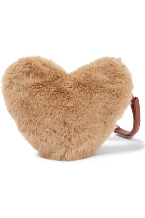 Heart Shaped Faux Fur Crossbody Bag in Pink - Il Gufo