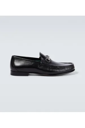 Gucci Men Designer Shoes Smooth Black Leather Classic Loafers - 121471 (GGM1538)