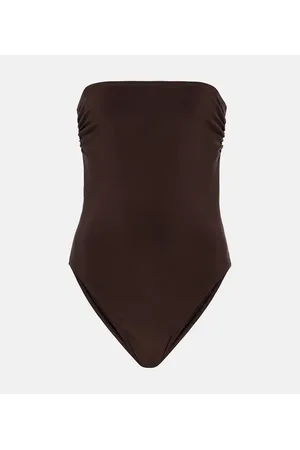 GG Cutout One Shoulder Swimsuit in Brown - Gucci