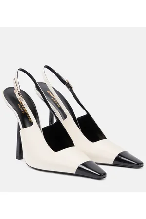 Raven 110 Leather Slingback Pumps in White - Saint Laurent