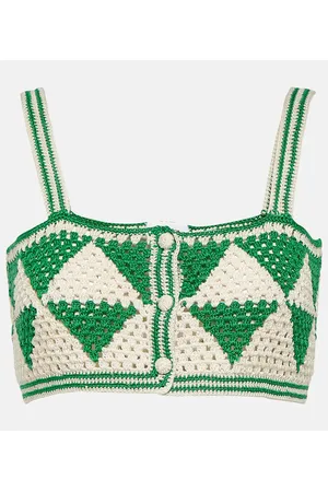Weekday Crochet Knitted Tie Back V Shape Cami Top In Pale Green for Women