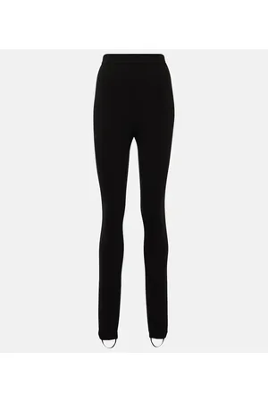 Black High-rise jersey stirrup leggings, ALAÏA