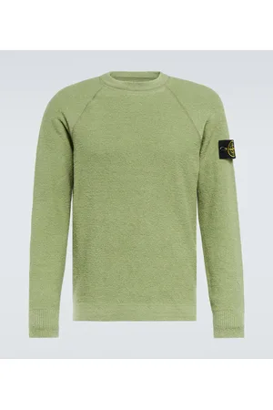 Stone Island Pullover Cotton Nylon Ribbed Fleece Green - Mens - Sweatshirts  Stone Island