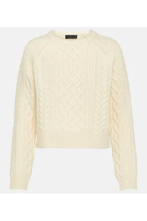 Frill-trimmed pointelle-knit jumper