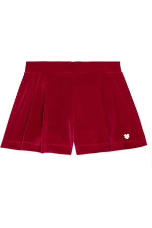 Monnalisa logo-plaque velvet shorts - Red