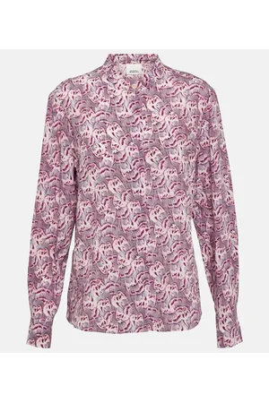 ISABEL MARANT Tiphaine marble-print silk blouse - Blue