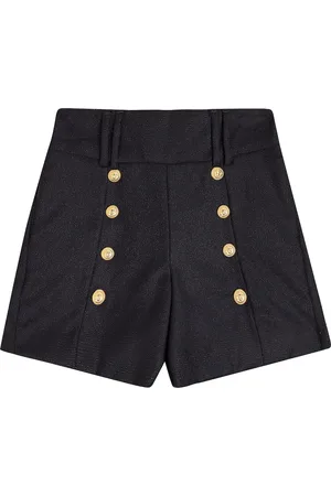 Balmain Kids Coin-buttons cotton shorts - Black