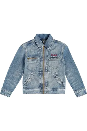 Shop Online Boys Blue Text Print Full-Sleeve Denim Jacket at ₹1179