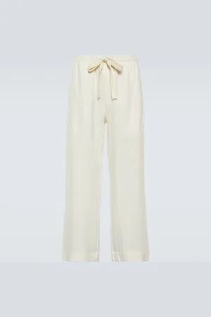 Pacha Wide-Leg Linen Drawstring Trousers