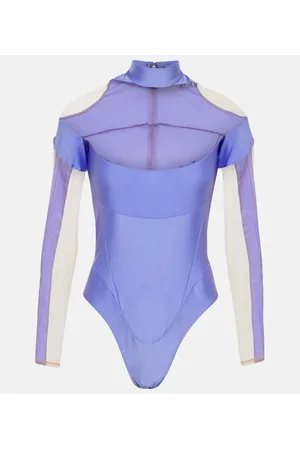 Sheer-Paneled Turtleneck Bodysuit