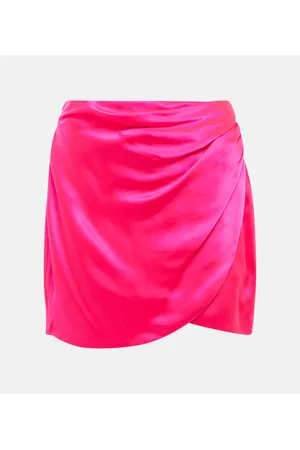 Asymmetric gathered silk miniskirt in purple - The Sei