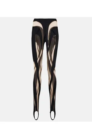 Black & Navy Spiral Leggings by Mugler on Sale