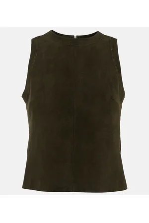 Bella leather corset top in green - Stouls