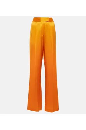 Orange High Rise Wide Leg Pants