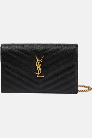 Saint Laurent Cassandre matelassÃ© envelope leather wallet on chain