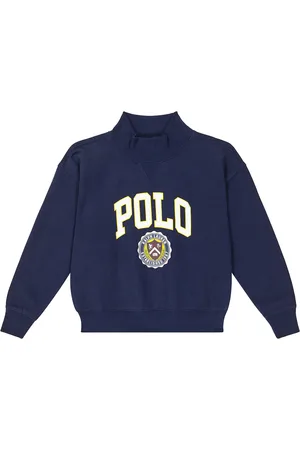 POLO RALPH LAUREN Girls Sweatshirt Jumper 12-13 Years Large Navy Blue, Vintage & Second-Hand Clothing Online