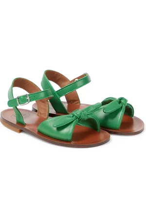 Buy Peach Flores Women Green Leather Sandals Online