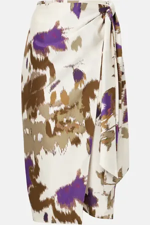 Max Mara Dritto printed silk wrap skirt