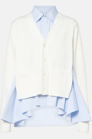 SACAI Cotton-blend poplin cardigan