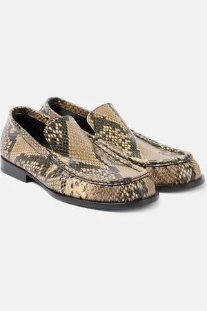DRIES VAN NOTEN Snake-effect leather loafers