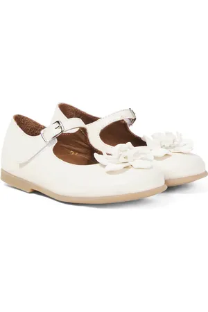 PèPè PÃ¨PÃ¨ Floral-appliquÃ© leather ballet flats