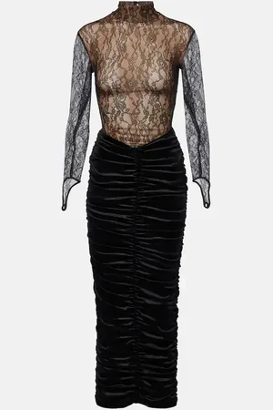 Ilkyaz Ozel Sianni in Midnight Sky ruched lace and velvet gown