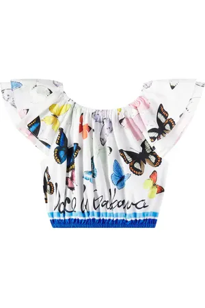 Dolce & Gabbana Ruffled printed cotton poplin top
