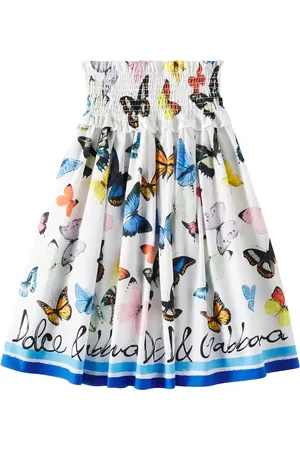 Dolce & Gabbana Printed shirred cotton poplin skirt