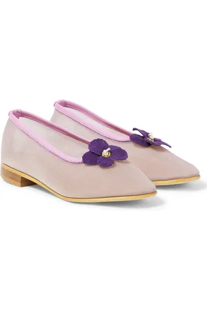 PèPè PÃ¨PÃ¨ Floral-appliquÃ© mesh ballet flats