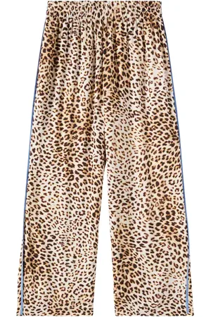 MONNALISA Leopard-print satin wide-leg pants