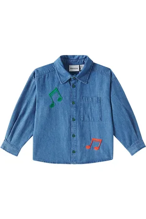 Mini Rodini Note embroidered denim shirt