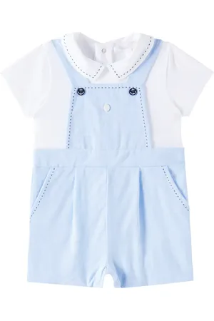 PATACHOU Baby jersey and chambray playsuit