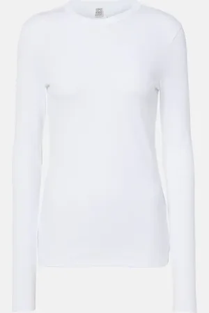 Totême Ribbed-knit cotton-blend jersey top