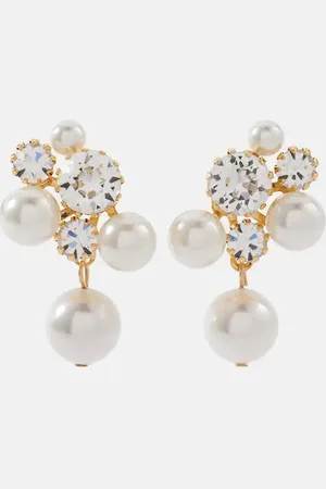 Jennifer Behr Bristol crystal-embellished faux pearls -plated stud earrings