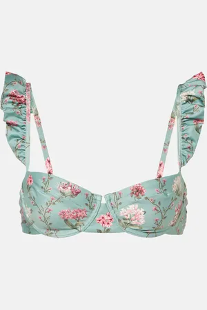 Agua by Agua Bendita Kiwi floral ruffled bikini top