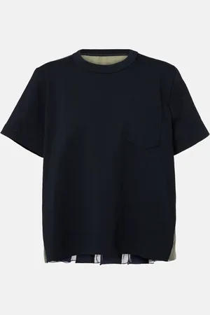 SACAI Cotton jersey and twill T-shirt