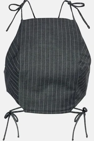 Ganni Pinstripe open-back crop top