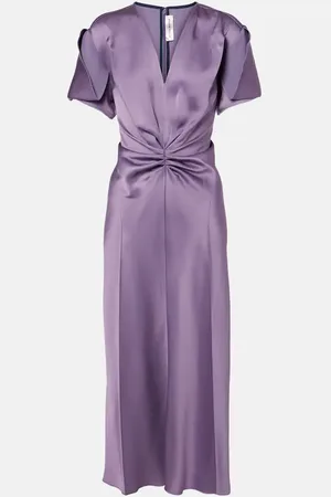 Victoria Beckham Gathered satin midi dress