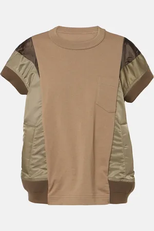 SACAI Paneled jersey and twill top