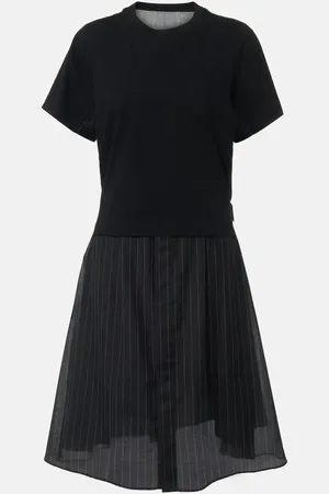 SACAI Cotton jersey and organza minidress