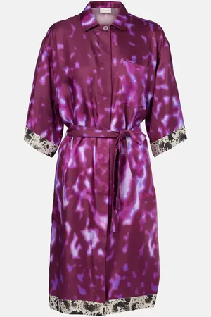 DRIES VAN NOTEN Belted printed silk shirt dress
