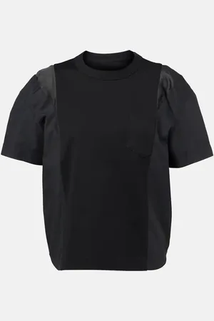 SACAI Cotton poplin and jersey T-shirt