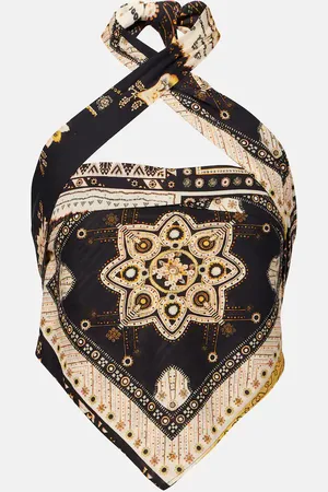 Marant Etoile Feyza halterneck printed cotton top