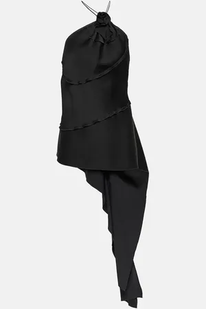 Victoria Beckham Floral-appliquÃ© draped satin top