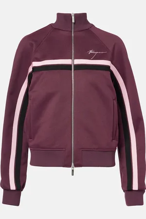 Salvatore Ferragamo Logo striped jersey track jacket