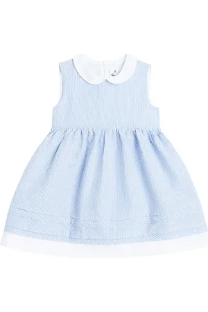 Il gufo Baby gathered cotton seersucker dress