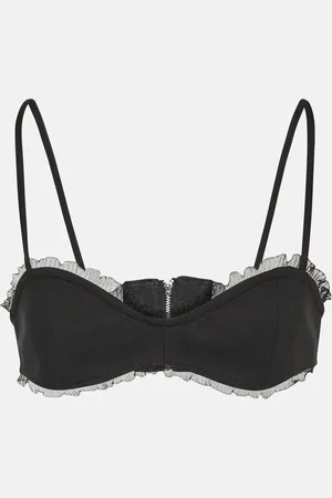 Ganni Lace-trimmed cotton bra top